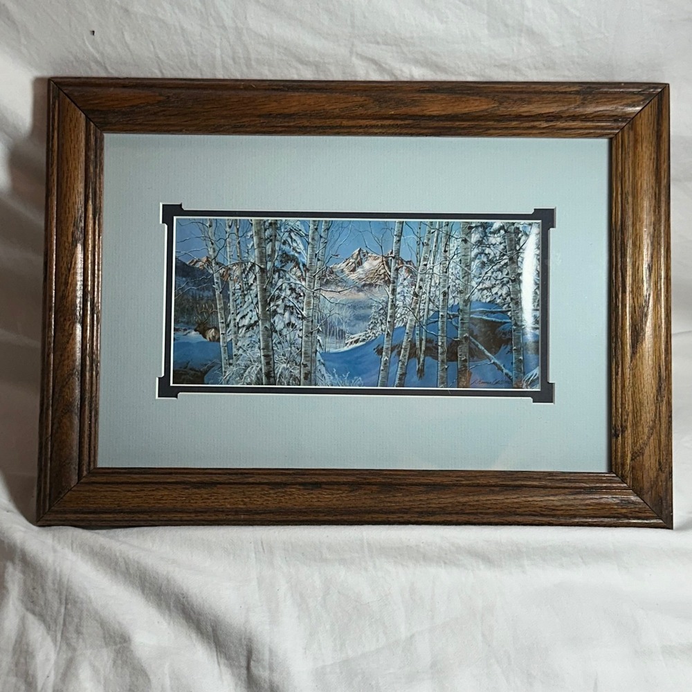 Julie Kramer Cole When Silence Warns Winter Landscape Art  Exc Oak Framed 1992